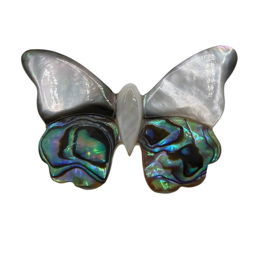 Vintage Abalone Mother of Pearl Butterfly Brooch